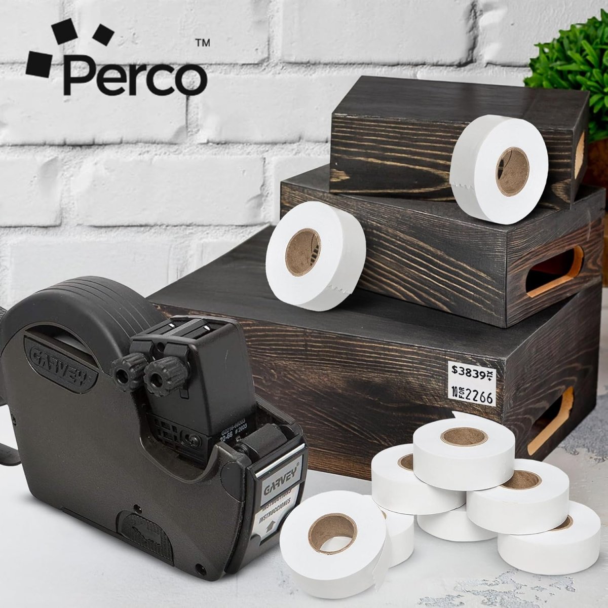 Perco Price Labels for Garvey 22 - 66 - White 1 Sleeve / 9 Rolls / 9000 Blank Pricing Labels