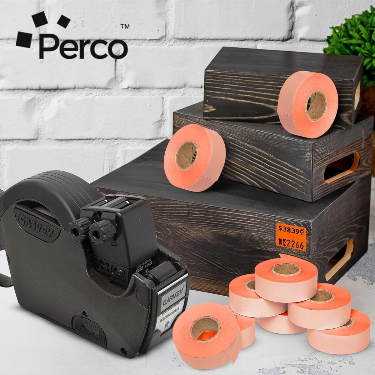 Perco Price Labels for Garvey 22 - 66 - White Case of 10 Sleeves / 90 Rolls / 90000 Blank Pricing Labels
