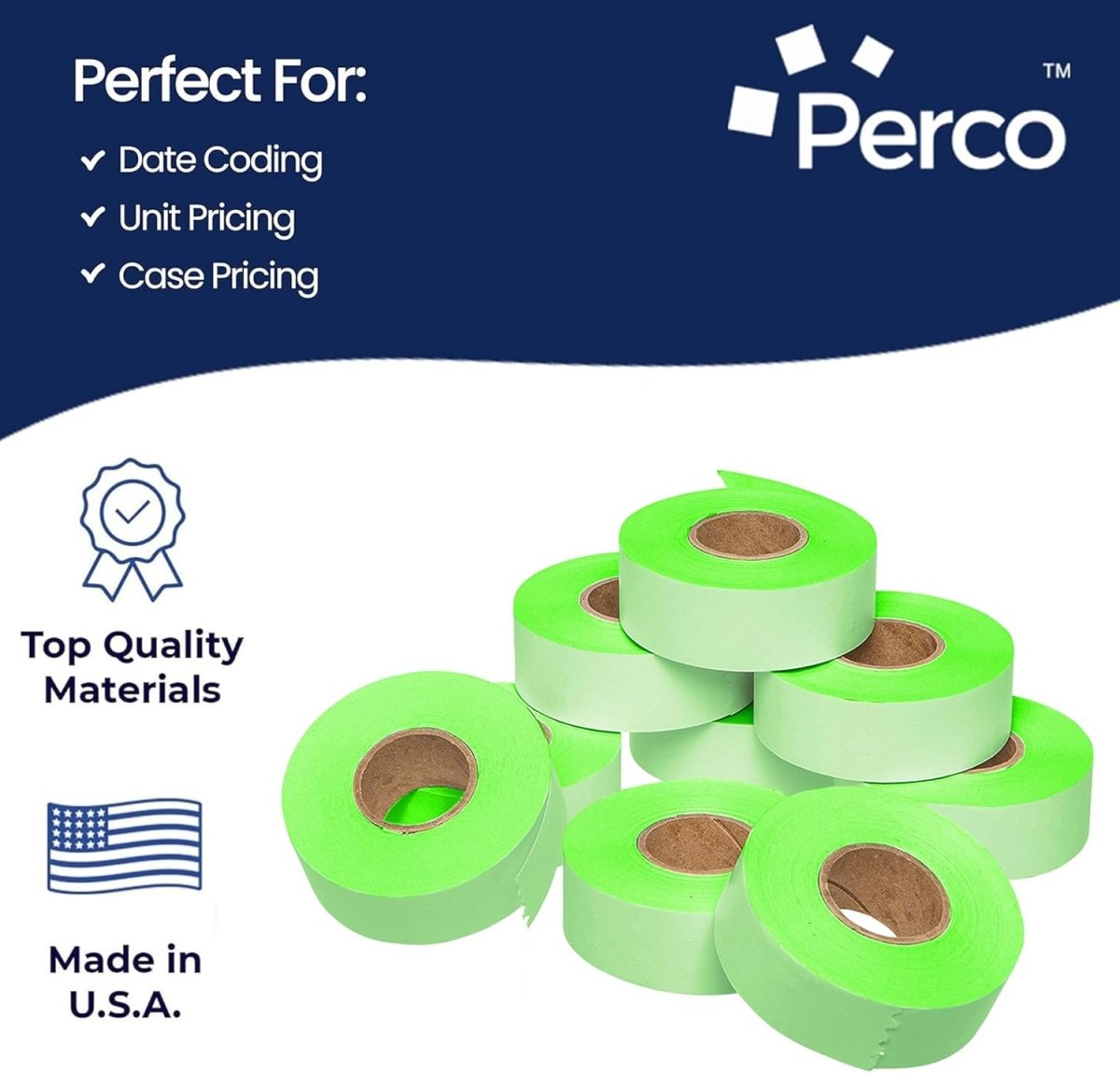 Perco Price Labels for Garvey 22 - 66 - Fluorescent Green 1 Sleeve / 9 Rolls / 9000 Blank Pricing Labels