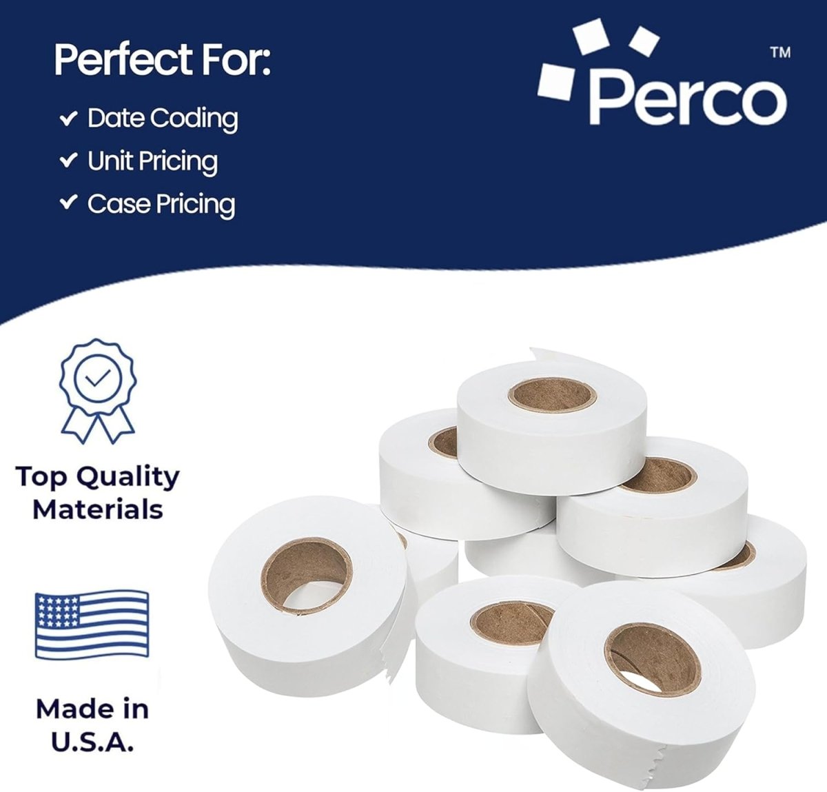 Perco Price Labels for Garvey 22 - 66 - White 1 Sleeve / 9 Rolls / 9000 Blank Pricing Labels