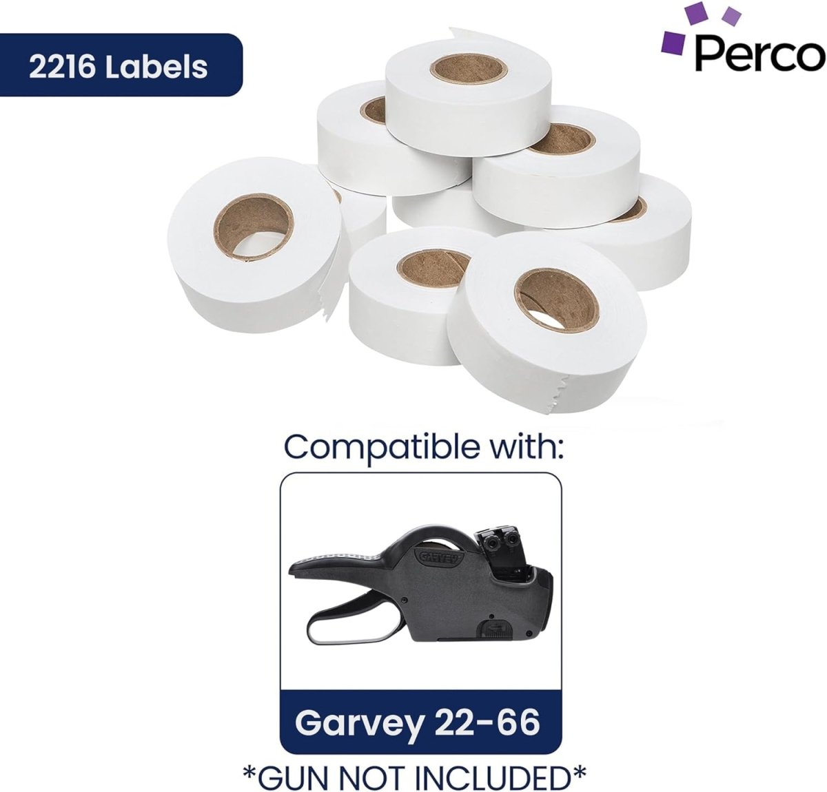 Perco Price Labels for Garvey 22 - 66 - White Case of 10 Sleeves / 90 Rolls / 90000 Blank Pricing Labels