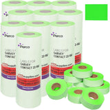 Perco Price Labels for Garvey 22-66 - Fluorescent Green Case of 10 Sleeves / 90 Rolls / 90000 Blank Pricing Labels