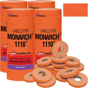 Perco Price Labels for Monarch 1110 - Fluorescent Red 4 Sleeves