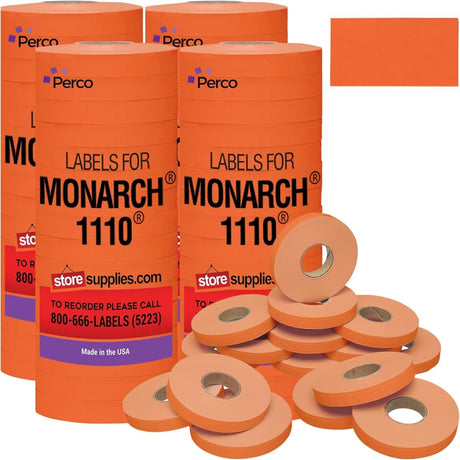 Perco Price Labels for Monarch 1110 - Fluorescent Red 4 Sleeves