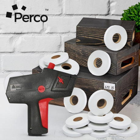 Perco Price Labels for Monarch 1110 - White Case of 10 Sleeves / 160 Rolls / 170000 Blank Pricing Labels