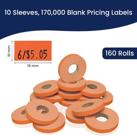Perco Price Labels for Monarch 1110 - Fluorescent Red 10 Sleeves