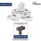 Perco Price Labels for Monarch 1110 - White Case of 10 Sleeves / 160 Rolls / 170000 Blank Pricing Labels