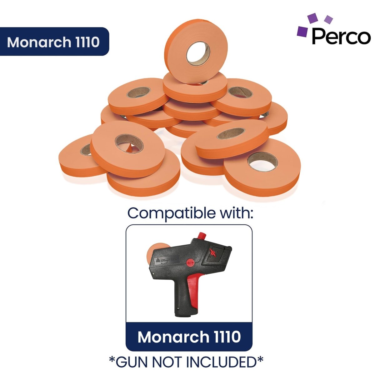 Perco Price Labels for Monarch 1110 - Fluorescent Red Case of 10 Sleeves / 160 Rolls / 170000 Blank Pricing Labels