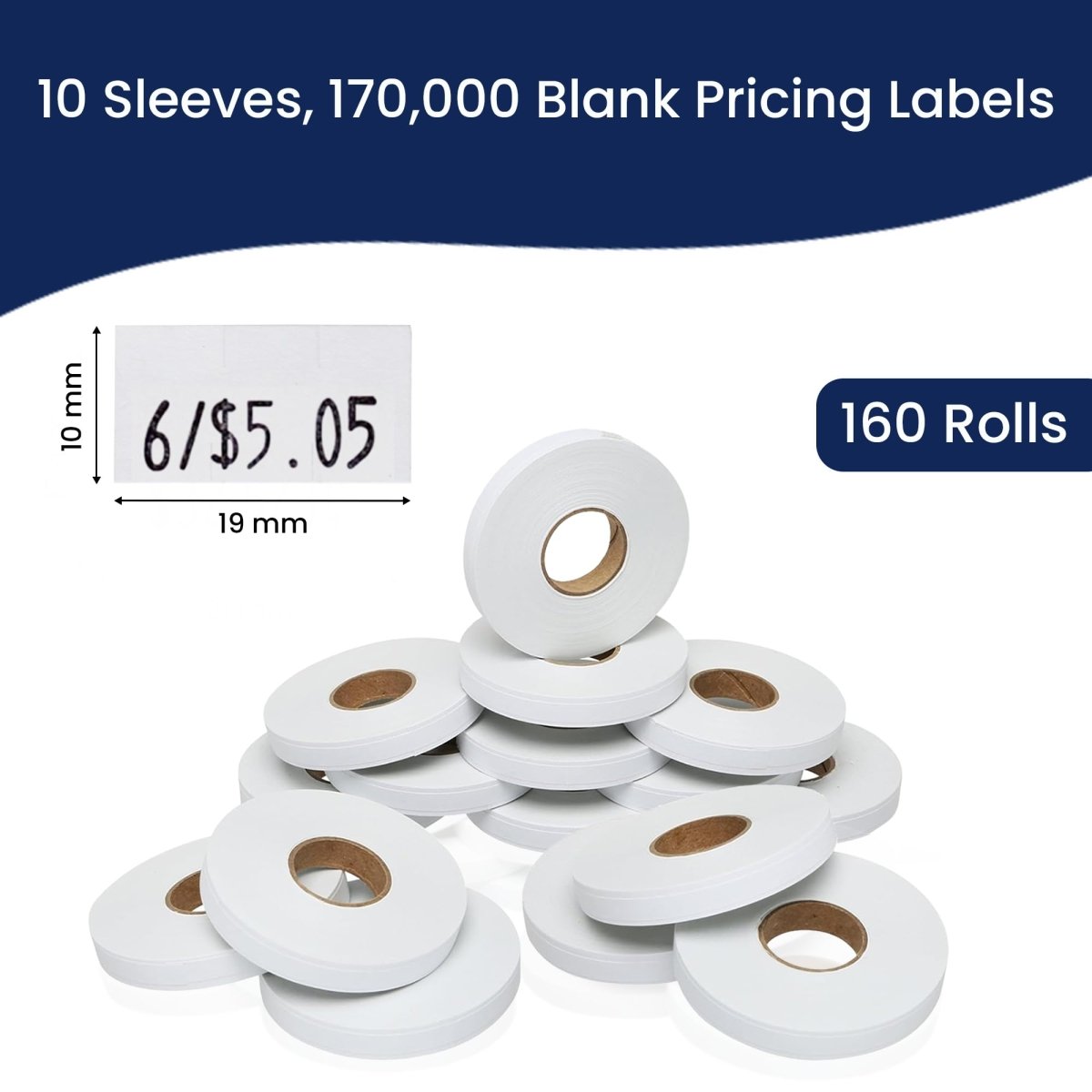 Perco Price Labels for Monarch 1110 - White Case of 10 Sleeves / 160 Rolls / 170000 Blank Pricing Labels