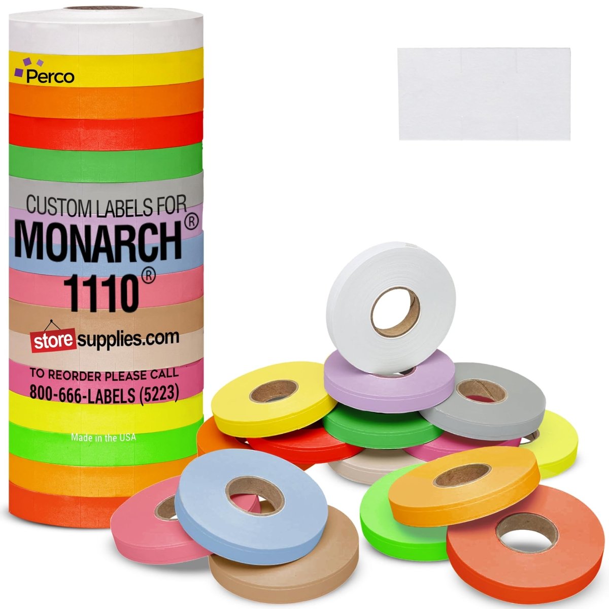 Perco Price Labels for Monarch 1110 - Custom Labels Case of 10 Sleeves / 160 Rolls / 170000 Blank Pricing Labels