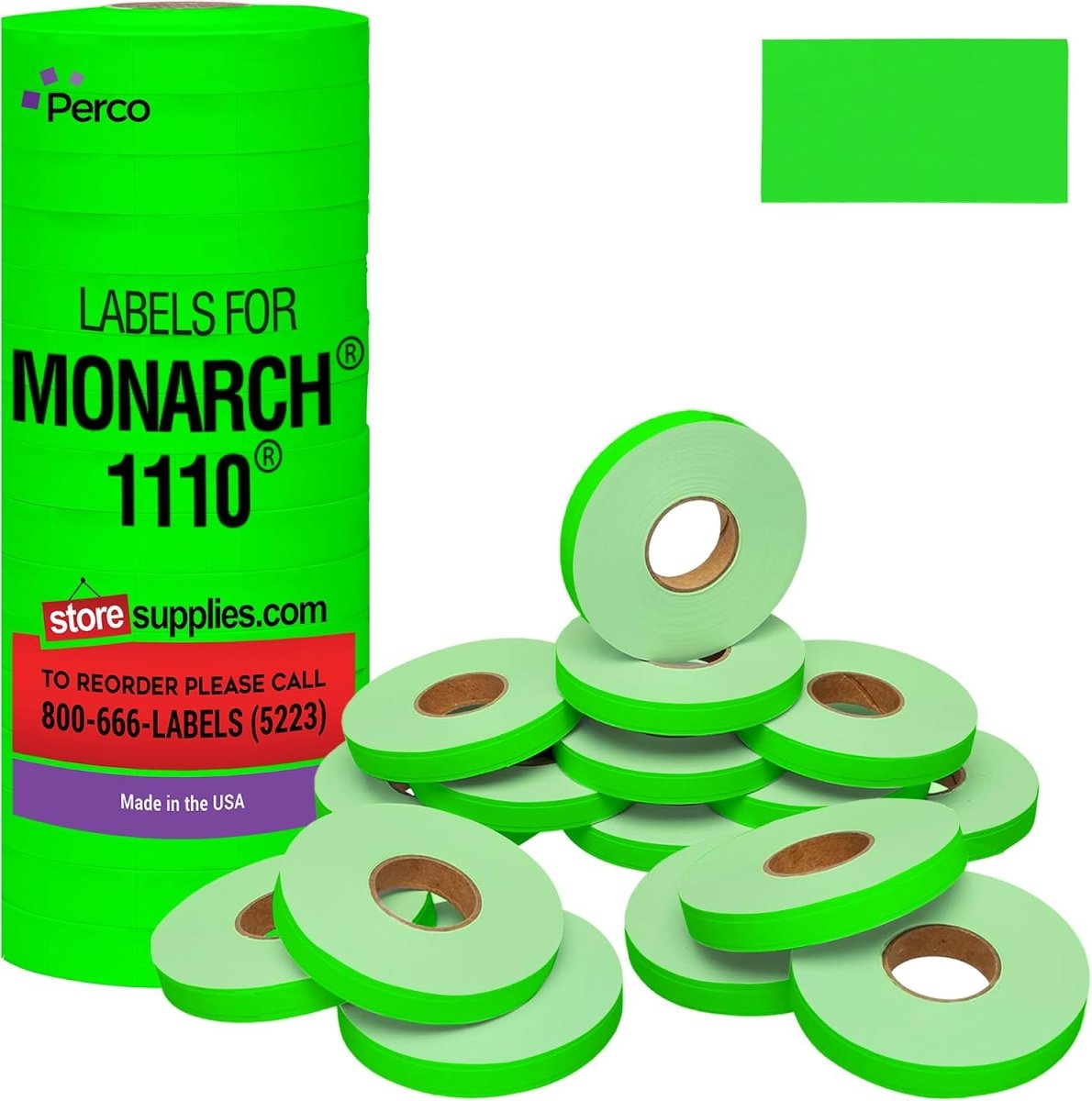 Perco Price Labels for Monarch 1110 - Fluorescent Green 1 Sleeve