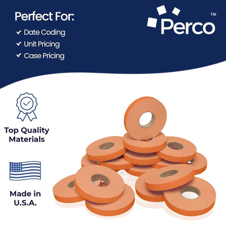 Perco Price Labels for Monarch 1110 - Fluorescent Red Case of 10 Sleeves / 160 Rolls / 170000 Blank Pricing Labels