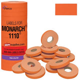 Perco Price Labels for Monarch 1110 - Fluorescent Red 1 Sleeve / 16 Rolls / 17000 Blank Pricing Labels