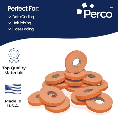 Perco Price Labels for Monarch 1110 - Fluorescent Red 1 Sleeve / 16 Rolls / 17000 Blank Pricing Labels