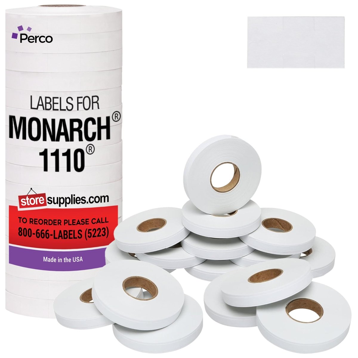 Perco Price Labels for Monarch 1110 - White 1 Sleeve / 16 Rolls / 17000 Blank Pricing Labels