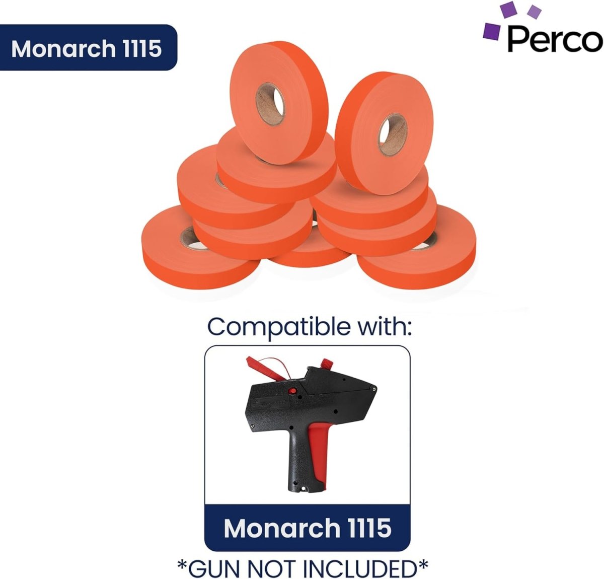 Perco Price Labels for Monarch 1115 - Fluorescent Red 1 Sleeve / 10 Rolls / 15000 Blank Pricing Labels
