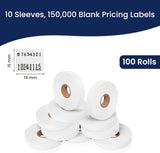 Perco Price Labels for Monarch 1115 - White Case of 10 Sleeves / 100 Rolls / 150000 Blank Pricing Labels