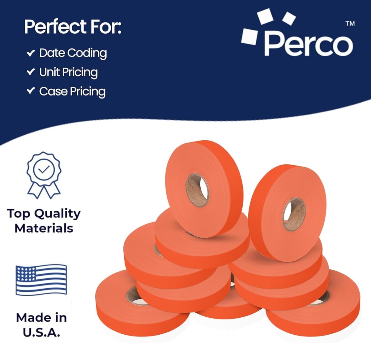 Perco Price Labels for Monarch 1115 - Fluorescent Red Package of 4 Sleeves / 40 Rolls / 60000 Blank Pricing Labels