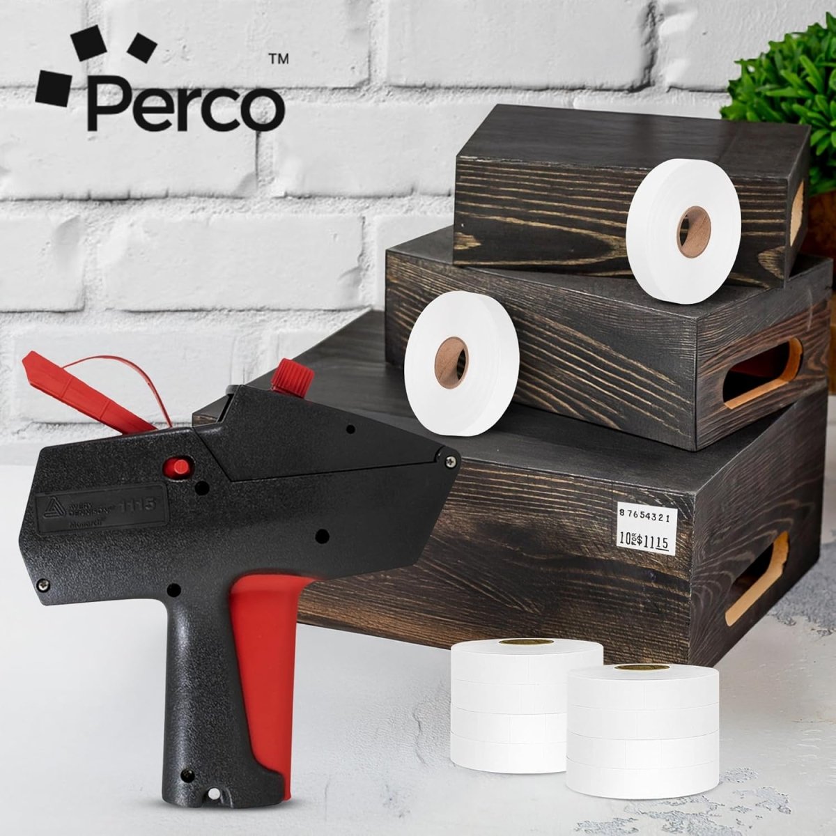 Perco Price Labels for Monarch 1115 - White Case of 10 Sleeves / 100 Rolls / 150000 Blank Pricing Labels