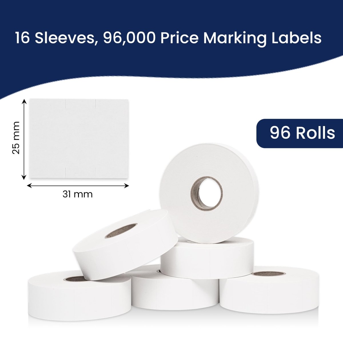 Perco Price Labels for Monarch 1153 - White Case of 16 Sleeves / 96 Rolls / 96000 Blank Pricing Labels