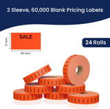 Perco Pricing Labeler Labels For Monarch 1131 - White 1 Sleeve / 8 Rolls / 20000 Blank Pricing Labels
