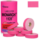 Perco Pricing Labeler Labels For Monarch 1131 - Fluorescent Pink 1 Sleeve / 8 Rolls / 20000 Blank Pricing Labels