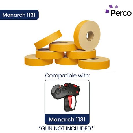 Perco Pricing Labeler Labels For Monarch 1131 - Fluorescent Orange 3 Sleeves / 24 Rolls / 60000 Blank Pricing Labels