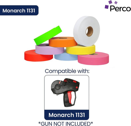 Perco Pricing Labeler Labels For Monarch 1131 - Multicolored Case of 8 Sleeves / 64 Rolls / 160000 Blank Pricing Labels
