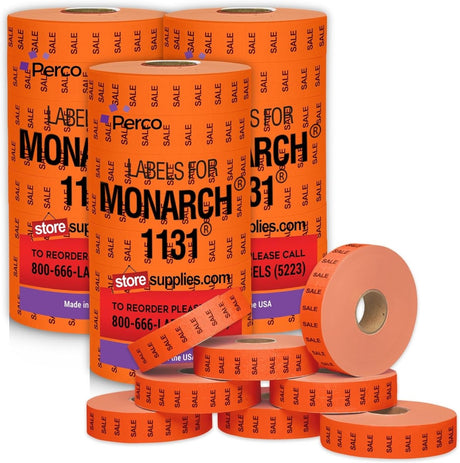 Perco Pricing Labeler Labels For Monarch 1131 - Sale 3 Sleeves / 24 Rolls / 60000 Blank Pricing Labels