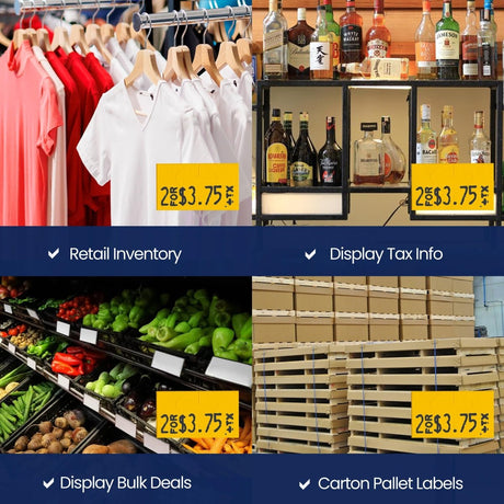Perco Pricing Labeler Labels For Monarch 1131 - Yellow 1 Sleeve / 8 Rolls / 20000 Blank Pricing Labels