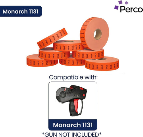 Perco Pricing Labeler Labels For Monarch 1131 - Sale Case of 8 Sleeves / 64 Rolls / 160000 Blank Pricing Labels