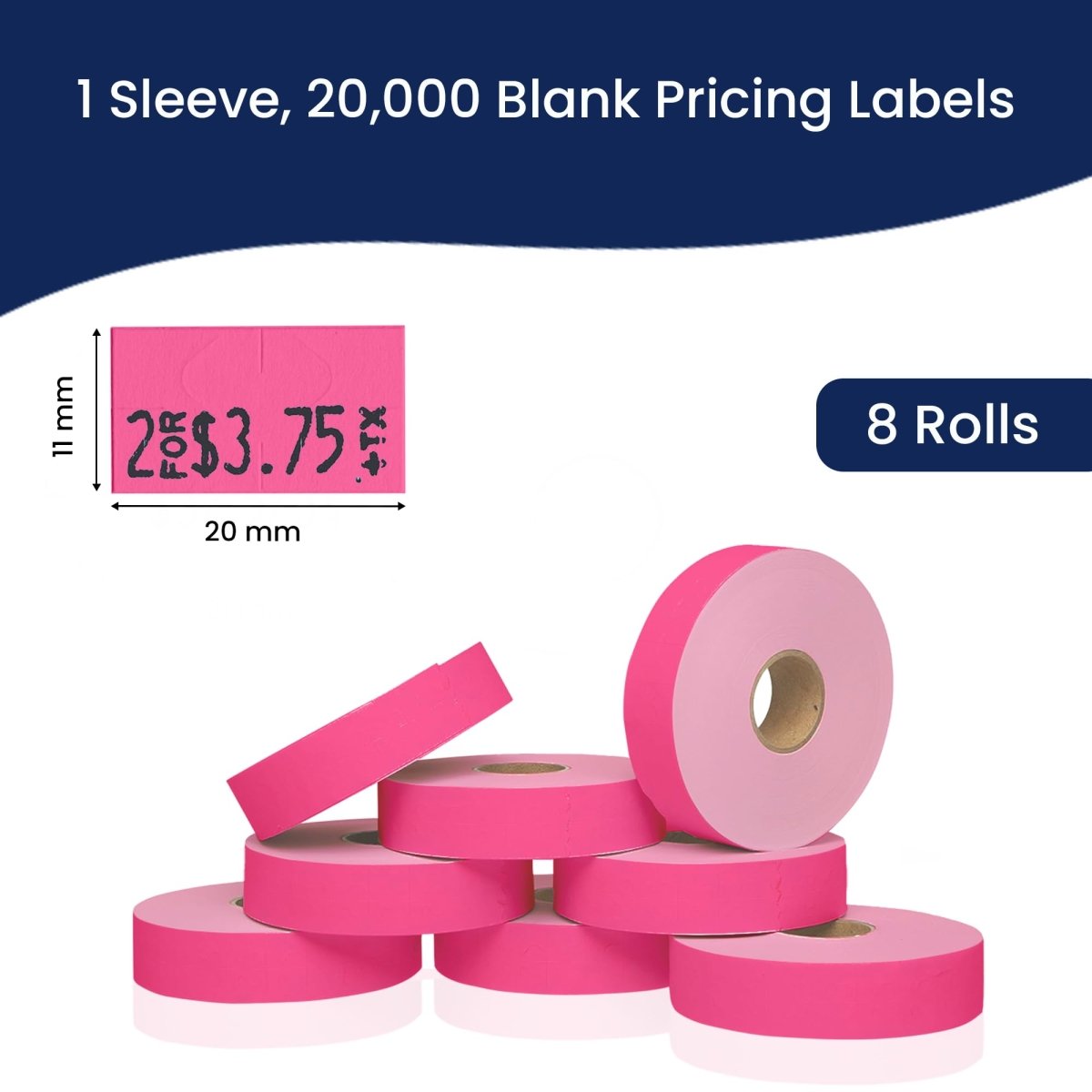 Perco Pricing Labeler Labels For Monarch 1131 - Fluorescent Pink 1 Sleeve / 8 Rolls / 20000 Blank Pricing Labels