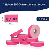 Perco Pricing Labeler Labels For Monarch 1131 - Fluorescent Pink 1 Sleeve / 8 Rolls / 20000 Blank Pricing Labels
