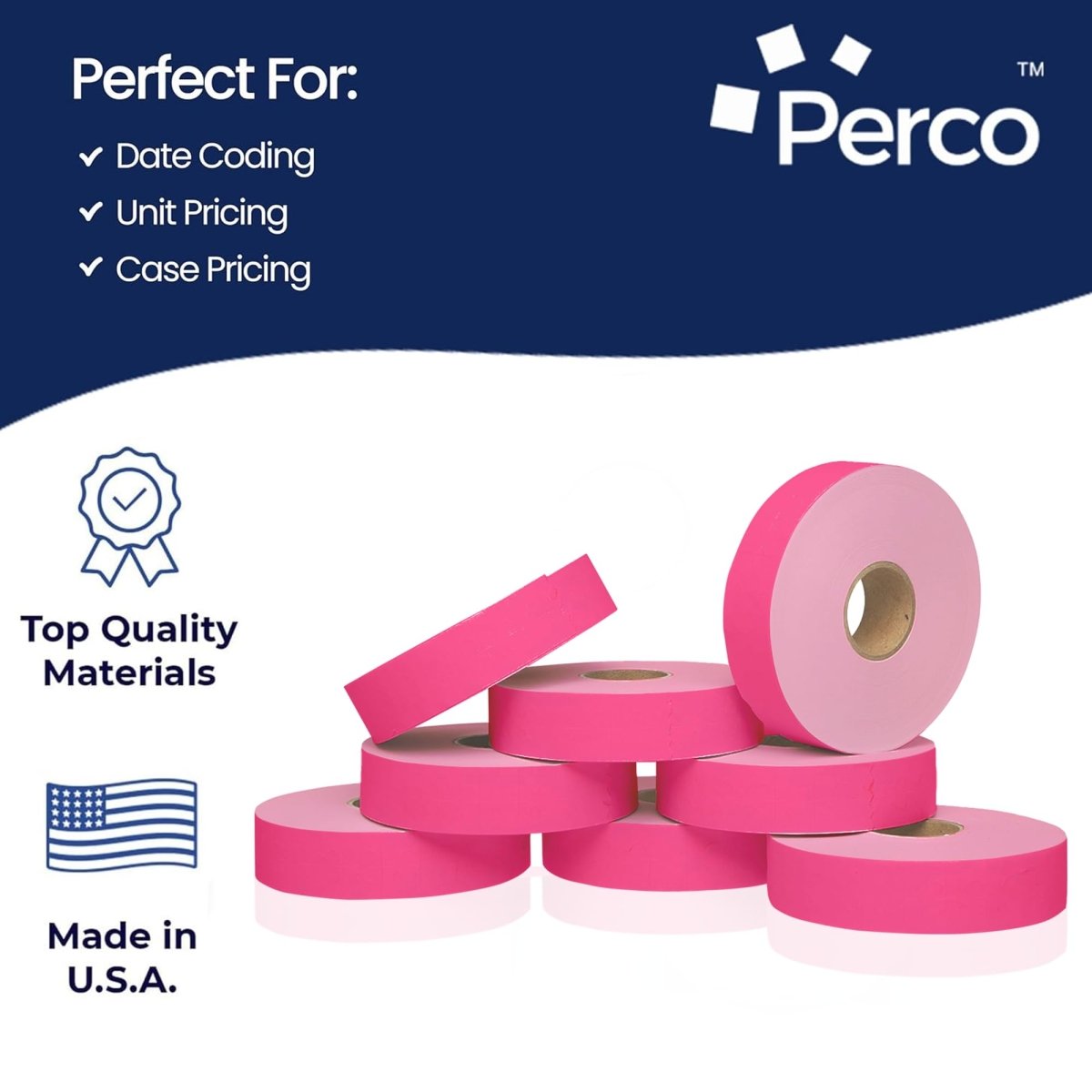 Perco Pricing Labeler Labels For Monarch 1131 - Fluorescent Pink 1 Sleeve / 8 Rolls / 20000 Blank Pricing Labels