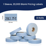Perco Pricing Labeler Labels For Monarch 1131 - Blue 1 Sleeve / 8 Rolls / 20000 Blank Pricing Labels