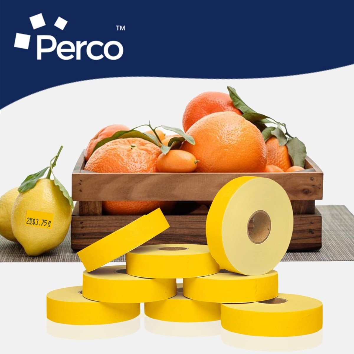 Perco Pricing Labeler Labels For Monarch 1131 - Yellow 3 Sleeves / 24 Rolls / 60000 Blank Pricing Labels