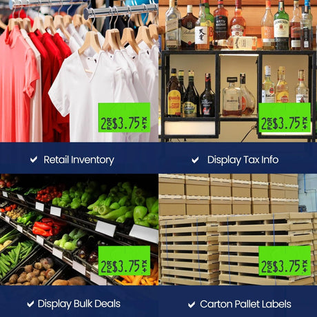 Perco Pricing Labeler Labels For Monarch 1131 - Fluorescent Green 3 Sleeves / 24 Rolls / 60000 Blank Pricing Labels