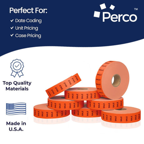 Perco Pricing Labeler Labels For Monarch 1131 - Sale 1 Sleeve / 8 Rolls / 20000 Blank Pricing Labels