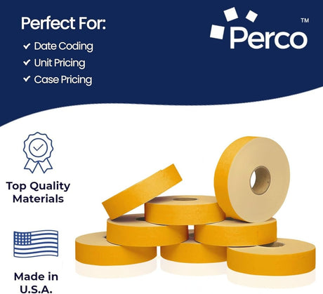 Perco Pricing Labeler Labels For Monarch 1131 - Fluorescent Orange Case of 8 Sleeves / 64 Rolls / 160000 Blank Pricing Labels
