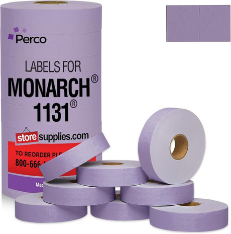 Perco Pricing Labeler Labels For Monarch 1131 - Lavender 1 Sleeve / 8 Rolls / 20000 Blank Pricing Labels