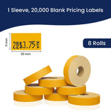 Perco Pricing Labeler Labels For Monarch 1131 - Fluorescent Orange 1 Sleeve / 8 Rolls / 20000 Blank Pricing Labels