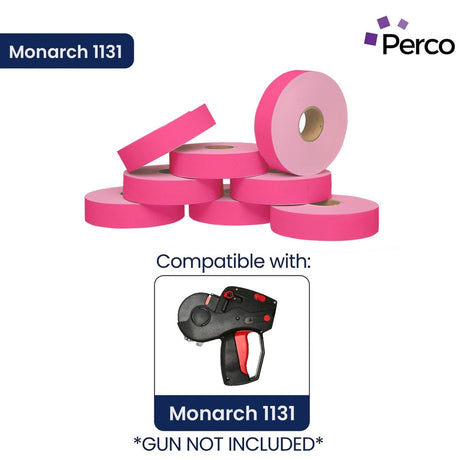 Perco Pricing Labeler Labels For Monarch 1131 - Fluorescent Pink 1 Sleeve / 8 Rolls / 20000 Blank Pricing Labels