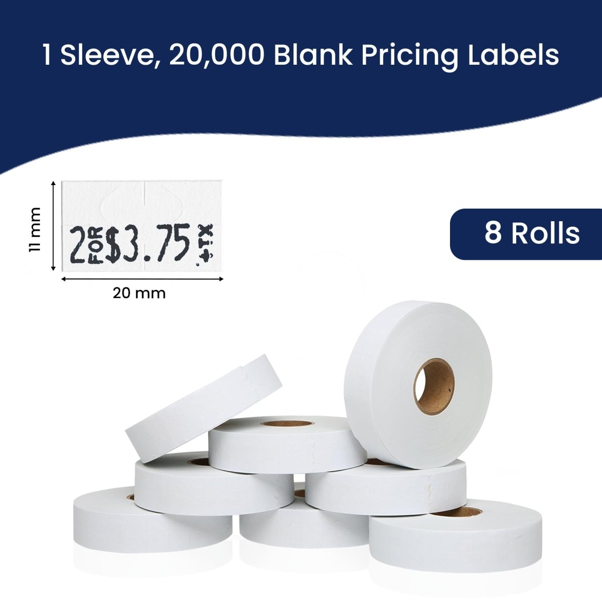 Perco Pricing Labeler Labels For Monarch 1131 - White 1 Sleeve / 8 Rolls / 20000 Blank Pricing Labels