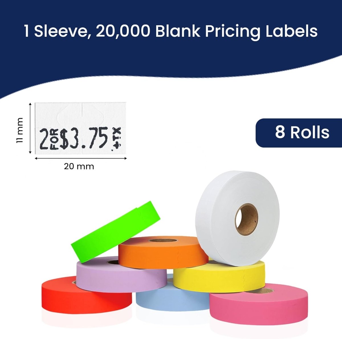 Perco Pricing Labeler Labels For Monarch 1131 - Custom Case of 8 Sleeves / 64 Rolls / 160000 Blank Pricing Labels