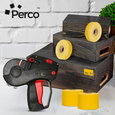 Perco Pricing Labeler Labels For Monarch 1131 - Yellow Case of 8 Sleeves / 64 Rolls / 160000 Blank Pricing Labels