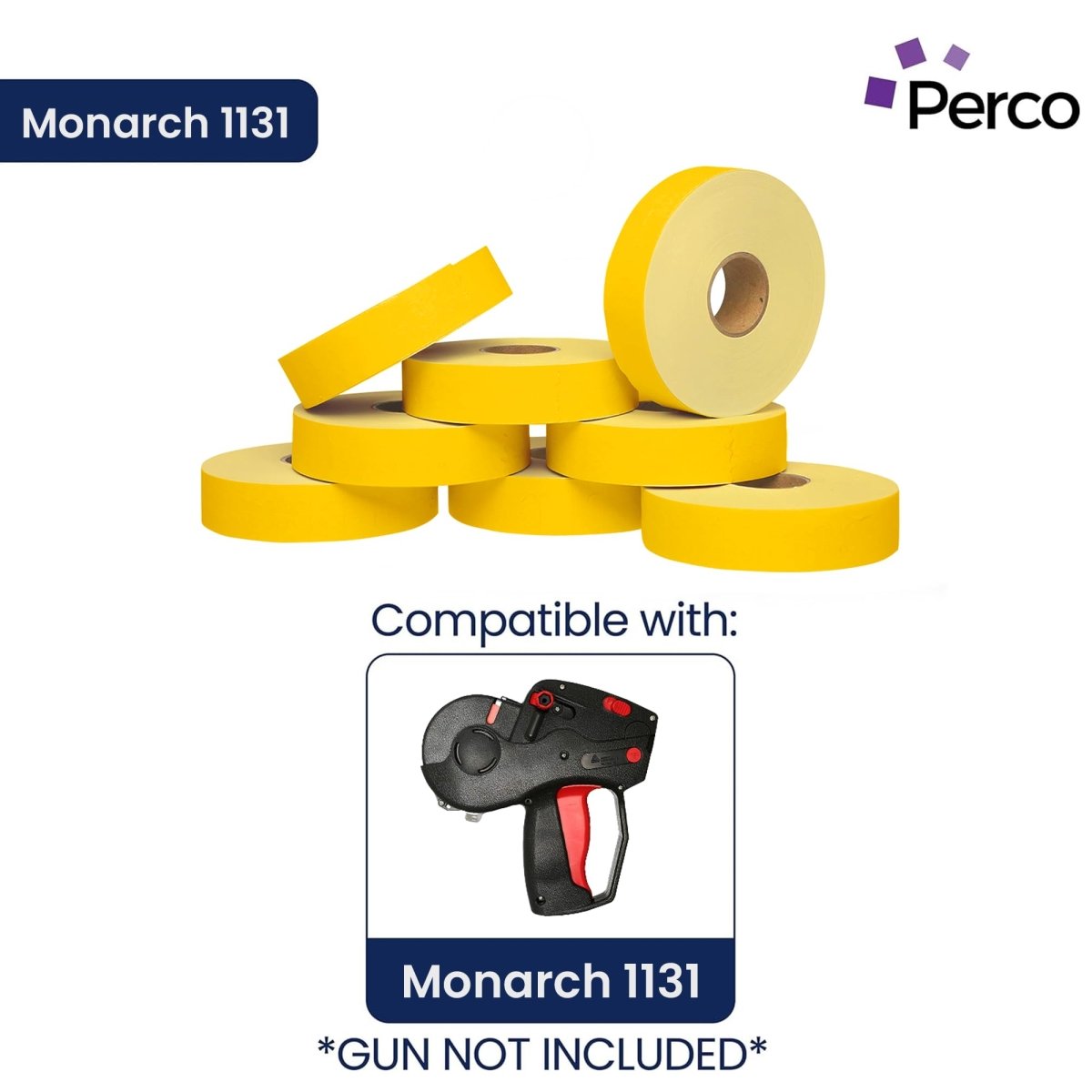 Perco Pricing Labeler Labels For Monarch 1131 - Yellow 1 Sleeve / 8 Rolls / 20000 Blank Pricing Labels