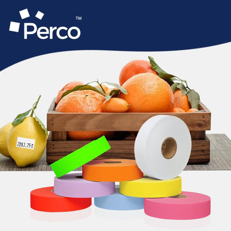 Perco Pricing Labeler Labels For Monarch 1131 - Multicolored Case of 8 Sleeves / 64 Rolls / 160000 Blank Pricing Labels