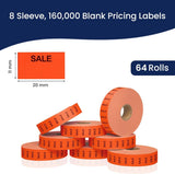Perco Pricing Labeler Labels For Monarch 1131 - Sale Case of 8 Sleeves / 64 Rolls / 160000 Blank Pricing Labels