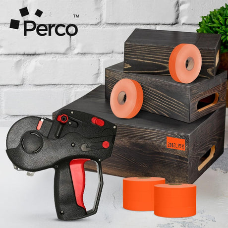 Perco Pricing Labeler Labels For Monarch 1131 - Fluorescent Red 3 Sleeves / 24 Rolls / 60000 Blank Pricing Labels
