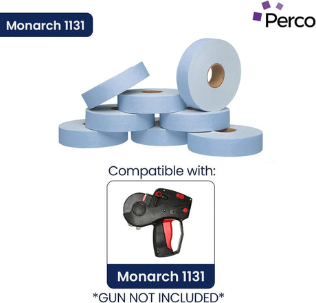 Perco Pricing Labeler Labels For Monarch 1131 - Blue Case of 8 Sleeves / 64 Rolls / 160000 Blank Pricing Labels